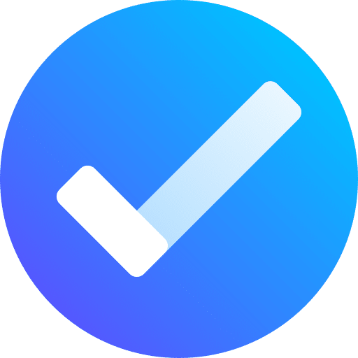 Icono de check azul de verificación